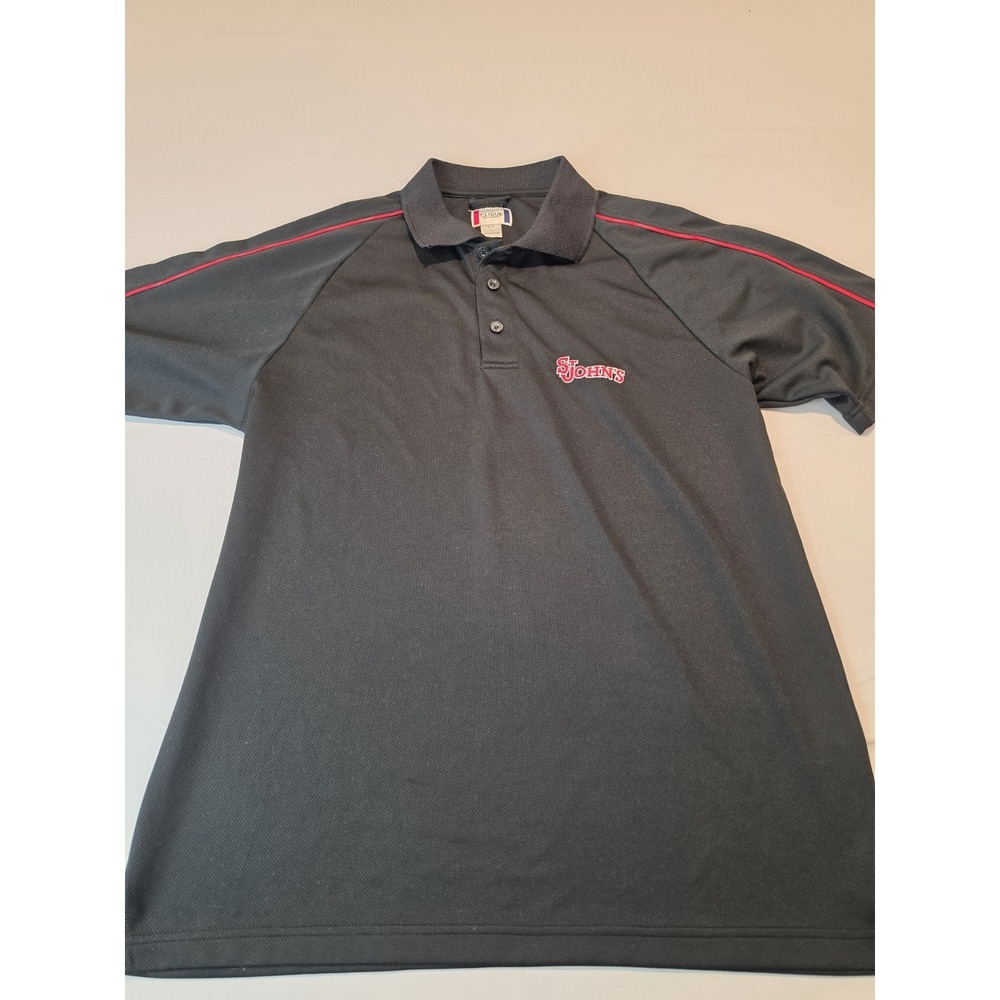 St Johns University Clique Mens L Short Sleeve Polo Embroidered Logo Black